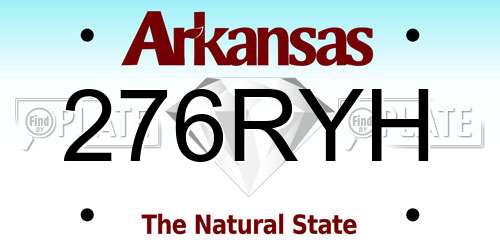 276RYH Arkansas License Plate