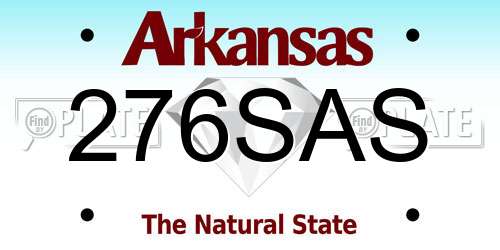 276SAS Arkansas License Plate