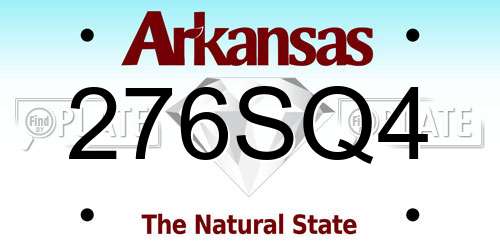 276SQ4 Arkansas License Plate