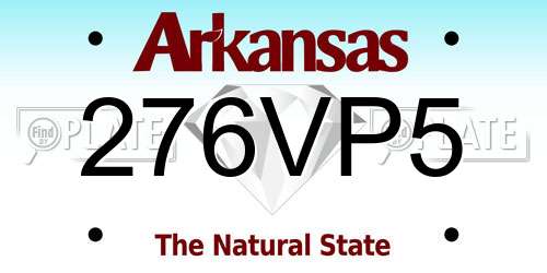 276VP5 Arkansas License Plate