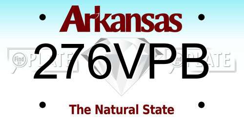 276VPB Arkansas License Plate