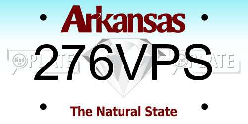 276VPS Arkansas License Plate