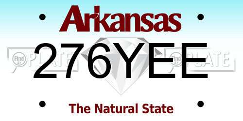 276YEE Arkansas License Plate