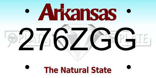 276ZGG Arkansas License Plate