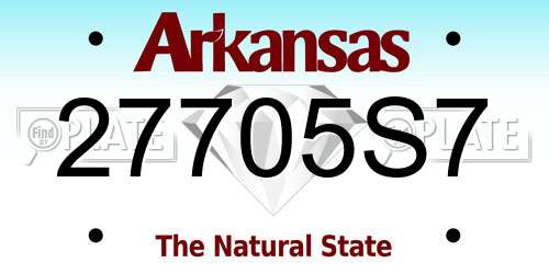 27705S7 Arkansas License Plate