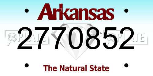 2770852 Arkansas License Plate