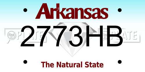 2773HB Arkansas License Plate