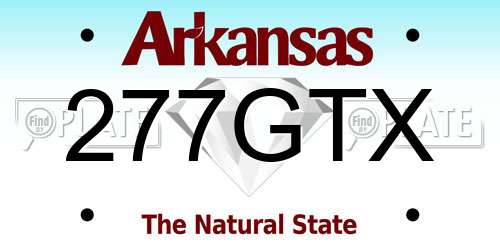 277GTX Arkansas License Plate