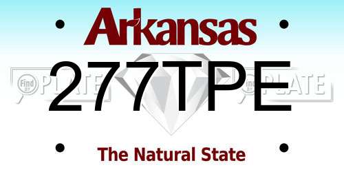 277TPE Arkansas License Plate