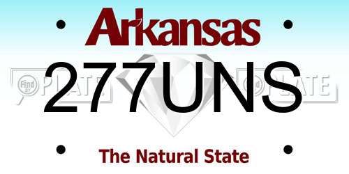 277UNS Arkansas License Plate