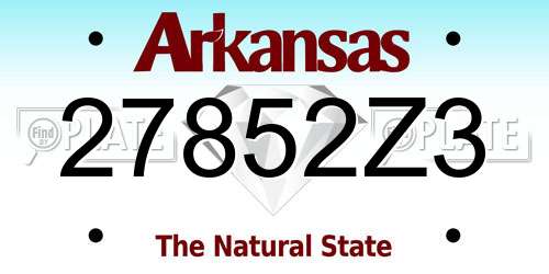 27852Z3 Arkansas License Plate