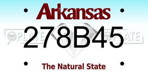 278B45 Arkansas License Plate