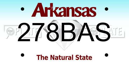 278BAS Arkansas License Plate