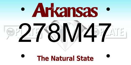 278M47 Arkansas License Plate