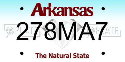 278MA7 Arkansas License Plate