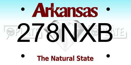 278NXB Arkansas License Plate
