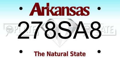 278SA8 Arkansas License Plate