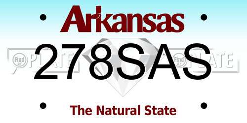 278SAS Arkansas License Plate