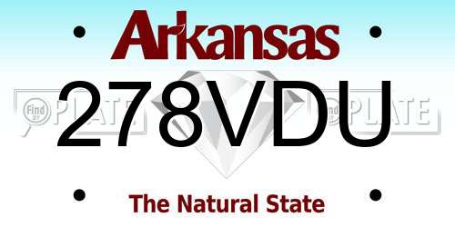278VDU Arkansas License Plate