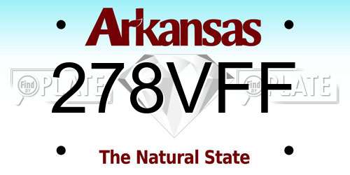 278VFF Arkansas License Plate