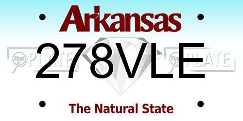 278VLE Arkansas License Plate