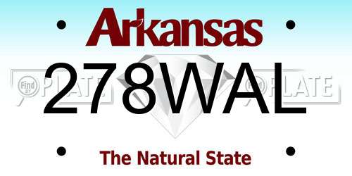 278WAL Arkansas License Plate