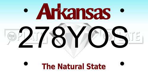 278YOS Arkansas License Plate