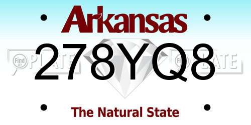 278YQ8 Arkansas License Plate