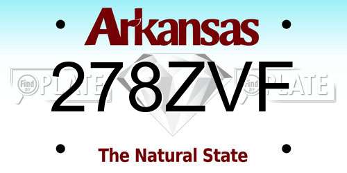 278ZVF Arkansas License Plate