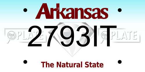 2793IT Arkansas License Plate