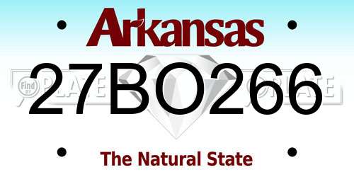 27BO266 Arkansas License Plate