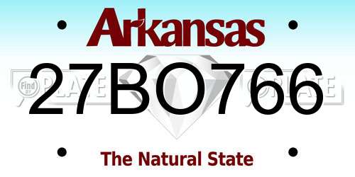 27BO766 Arkansas License Plate