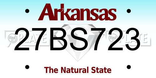 27BS723 Arkansas License Plate