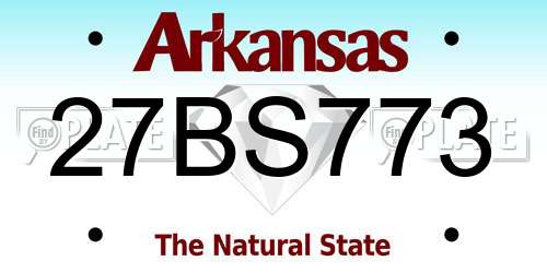 27BS773 Arkansas License Plate