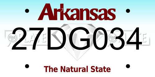 27DG034 Arkansas License Plate