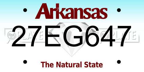 27EG647 Arkansas License Plate