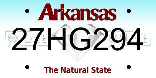 27HG294 Arkansas License Plate