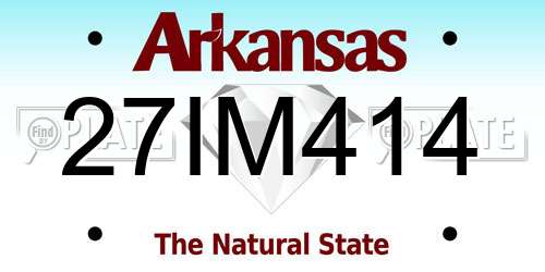 27IM414 Arkansas License Plate