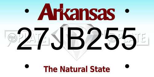 27JB255 Arkansas License Plate