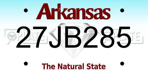 27JB285 Arkansas License Plate