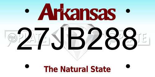 27JB288 Arkansas License Plate