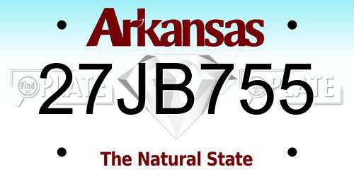 27JB755 Arkansas License Plate