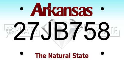 27JB758 Arkansas License Plate