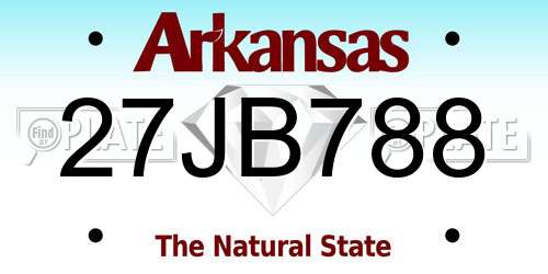 27JB788 Arkansas License Plate