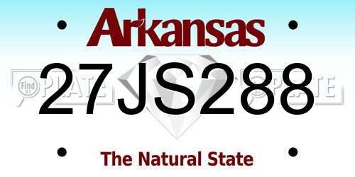 27JS288 Arkansas License Plate