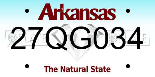 27QG034 Arkansas License Plate