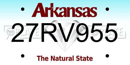 27RV955 Arkansas License Plate