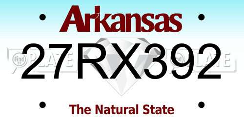 27RX392 Arkansas License Plate