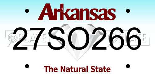 27SO266 Arkansas License Plate