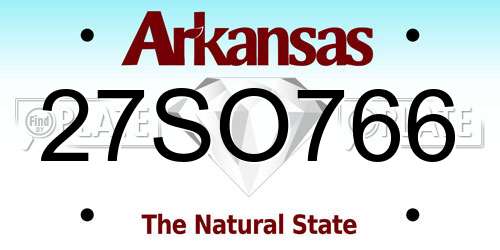 27SO766 Arkansas License Plate